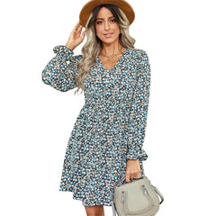 Dresses for Women 2022 Spring Autumn New Floral Women'S Fashion Printed V-Neck Dress Boho Elegant Loose A-Line Party Vestidos