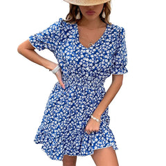 Women'S Summer Dresses for Women Short Sleeve Casual Dresses V-Neck Floral Party Dress Button