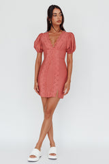 Aylina Scalloped Lace Mini Dress Rose