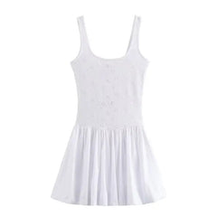 Women'S Vest Style Camisole Skirt with Balloon Embroidery Fashionable Temperament New Midi Dress